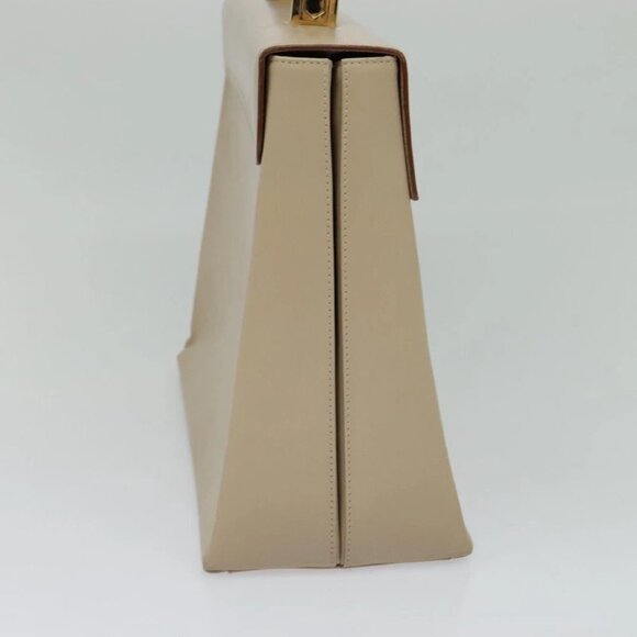 Salvatore Ferragamo Gancini Hand Bag Leather 2way Beige Gold Auth 125026 - Picture 8 of 16